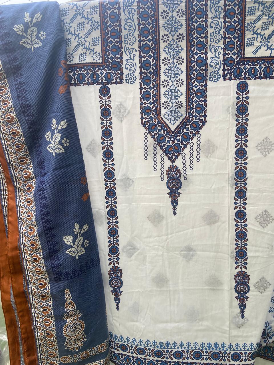 2 Piece Hand Block Print Lawn Suit with Cotton Lawn Dupatta | Women's Summer Collection