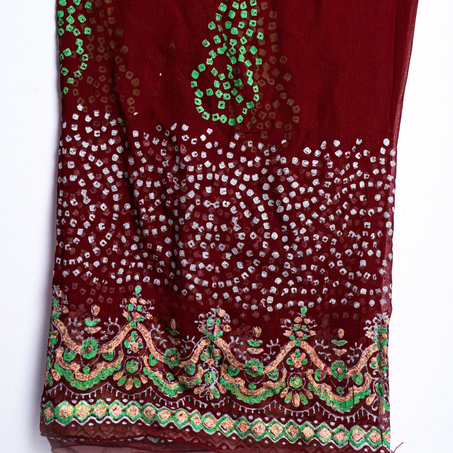 trouser unstitched raw silk block print suit by Zariyat by Sumera Zubair"
