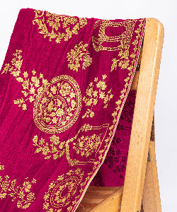Premium burgundy velvet wrap with intricate gold cage and floral patterns