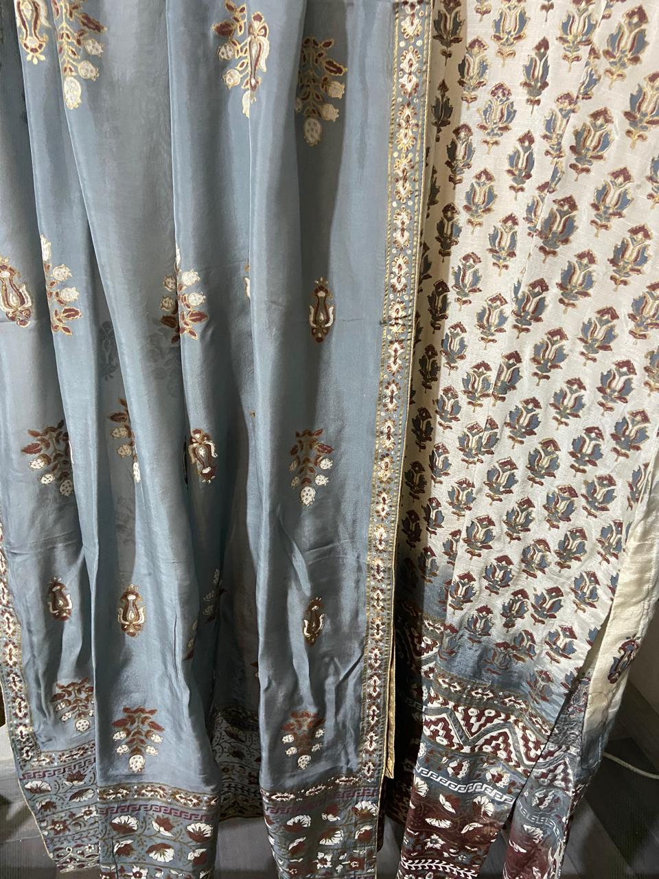 3 Piece Stitched Block Print Raw Silk Suit with Medium Silk Dupatta | Handmade Pakistani Dress