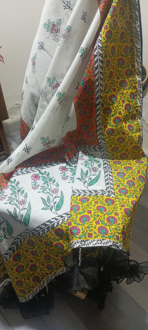 Hand Block Print Dooria Lawn Dupatta | Premium Women's Lightweight Summer Dupatta