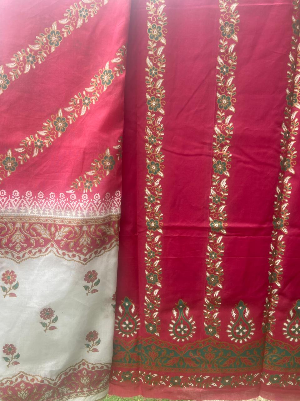 Zariyat by Sumera – Maroon & White Floral Block Print 2-Piece Lawn Suit