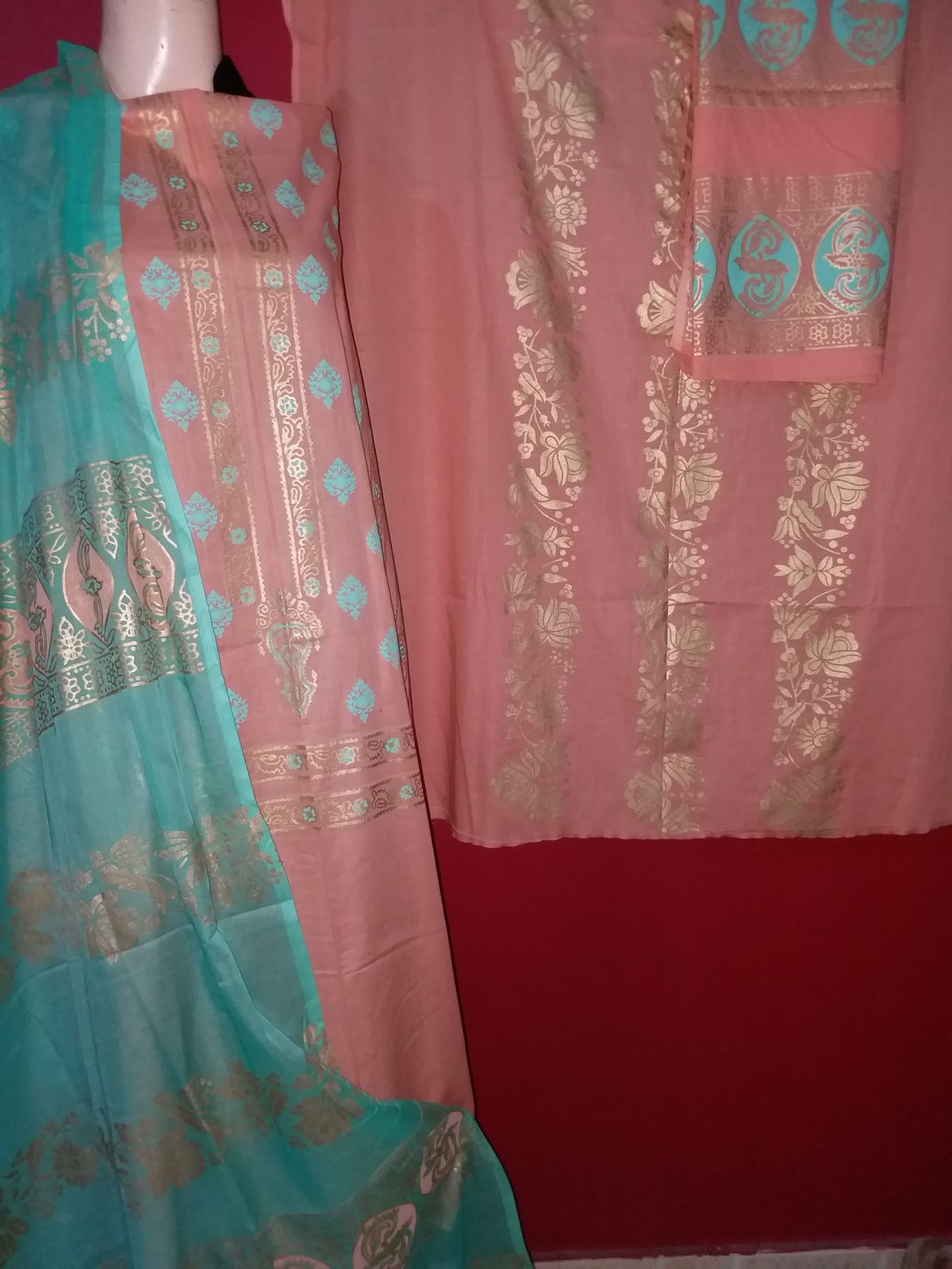 Premium 3-Piece Unstitched Hand Block Print Fine Lawn Suit with Chiffon Dupatta