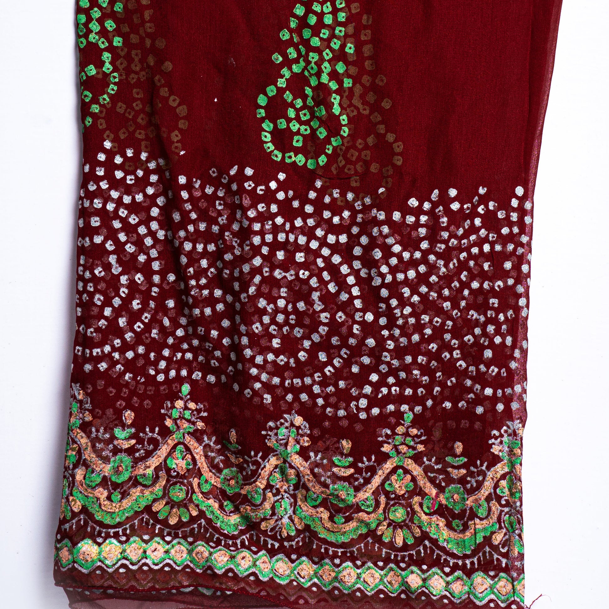 trouser unstitched raw silk block print suit by Zariyat by Sumera Zubair"