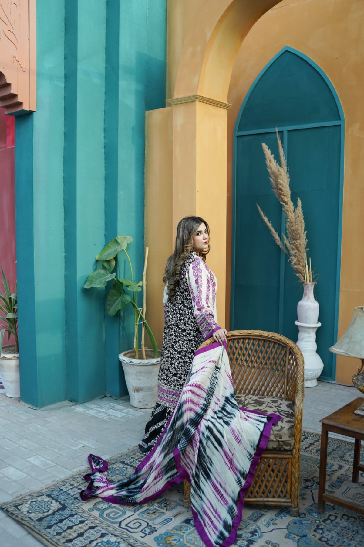 Formal block print suit from Zariyat by Samira Zubair